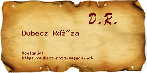 Dubecz Róza névjegykártya